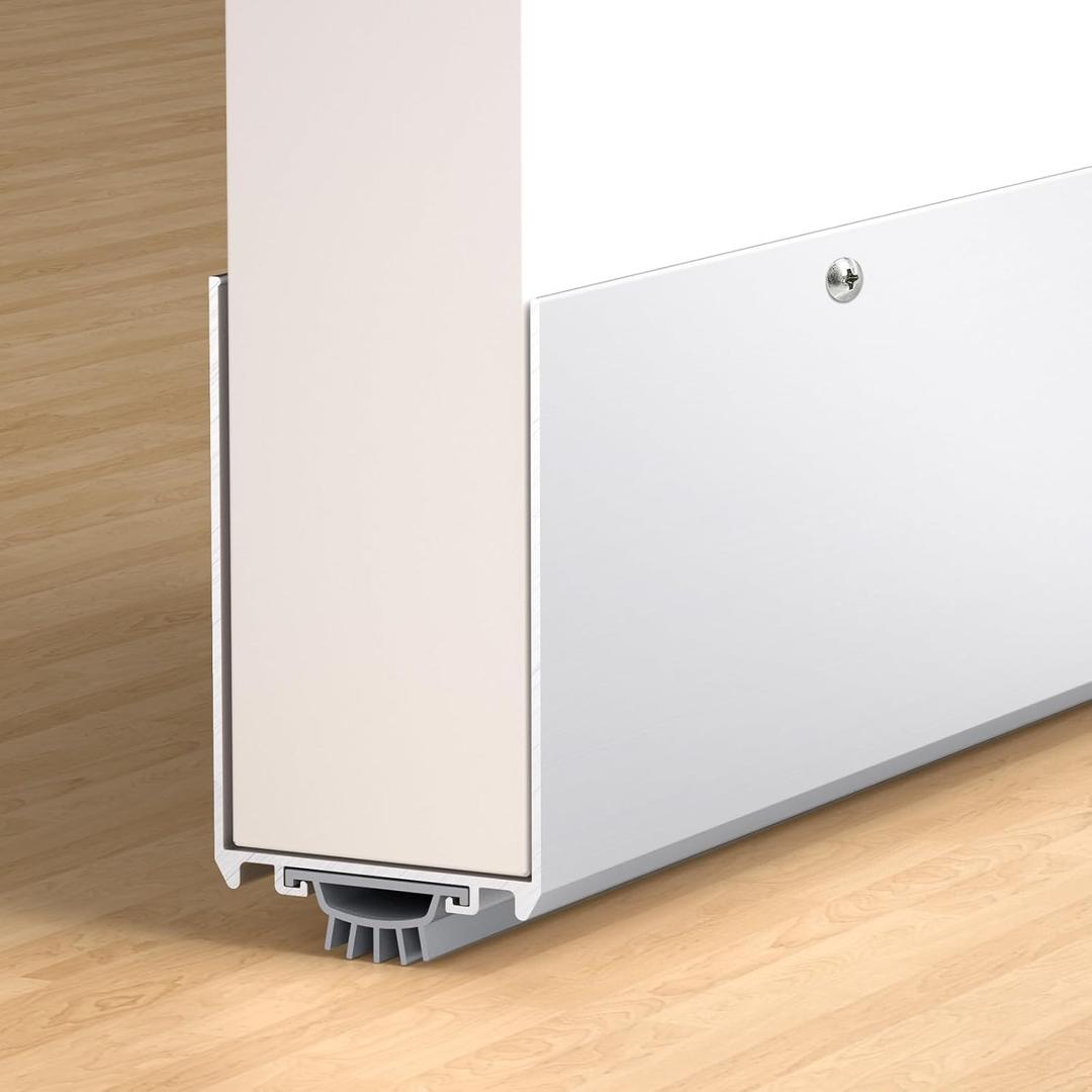 1-3/4" x 36" U-Shaped Door Sweep with Kick Plate, Aluminum Screw-On Draft Stopper, Weather Stripping Seal for Interior Exterior Doors, Blocks Dust Drafts(Silver)
