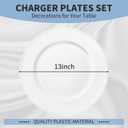 24 Pcs White Charger Plates with Beaded 13 Inch Plastic Charger Plates for Dinner Plate, White Chargers for Table Setting, Round Chargers Plate for Wedding Party Holiday Event Tabletop Decor