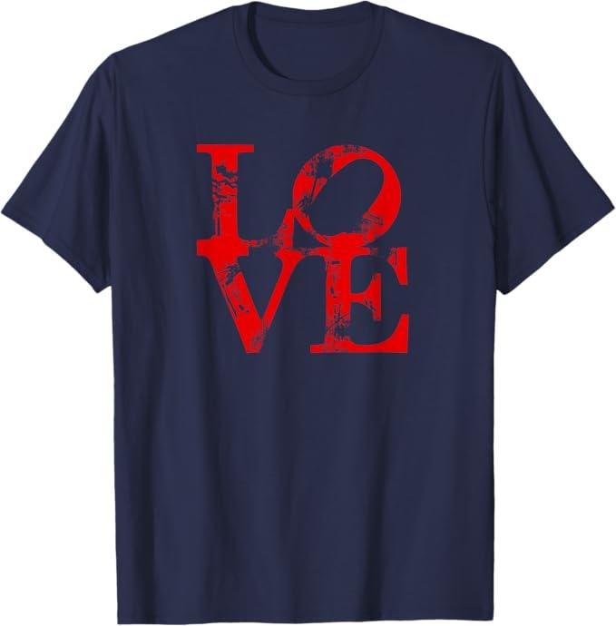 Love Sign Statue in Philadelphia Vintage TShirt, Blue, Size 2XL