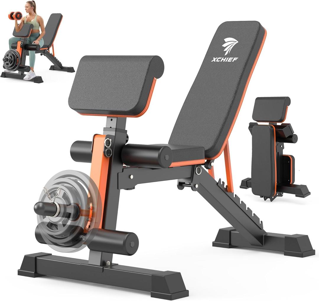 Adjustable Weight Bench - 1000LBS Heavy Duty Foldable Workout Bench Press with Leg Extension and Preacher Pad, Flat/Incline/Decline, Sit Up Bench for Full Body Strength Training at Home Gym