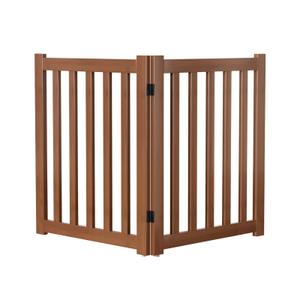 Wooden Freestanding Foldable Dog Gate, 24 Inch Height 2 Panel Pet Gate No Drill for Doorways Stairs, Fully Assembled Indoor Puppy Fence (Teak Color, 40" W x 24" H)
