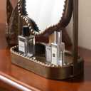 Vintage Makeup Mirror with Tray, 360 Rotatable Antique Table Vanity Mirror with Stand, Metal Retro Desktop Dressing Mirror for Home Decor, Countertop, Bedroom, Bathroom, Living Room