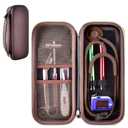 Stethoscope Case Compatible with 3M Littmann Classic III Monitoring/Lightweight II S.E/Cardiology IV Diagnostic/MDF Acoustica Stethoscopes, Extra Pocket for Doctor & Nurse Accessories (Dark Brown)