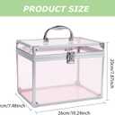 Crown Box, Clear Cosmetic Case, Acrylic Artists Display Case, Toiletry Train Case with Latches & Handle Large Capacity Acrylic Travel Makeup Tools Box for Vanity Dresser Bathroom Counter (Silver-Pink)
