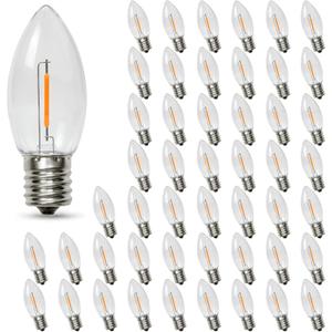 50PACK C9 LED Christmas Light Bulb, C9 LED Replacement Bulb for Christmas String Lights, E17 Intermediate Base, 2200K Warm White, Commercial Grade Holiday Clear Plastic Bulbs Shatterproof