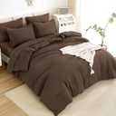 Litanika California King Comforter Set Brown - 7 Pieces Bed in a Bag Cal King Bedding Comforter Sets, Plain Lightweight Bed Set with Comforter, Sheets, Pillowcases & Shams