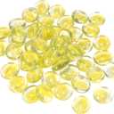 MECCANIXITY Decorative Flat Glass Marbles 17-19mm Rock Vase Filler Beads Pebbles Petal Yellow for Fish Tank Table Scatter Decor, 50 Pcs