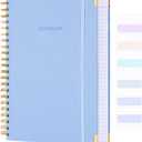 Spiral Notebook, College Ruled Notebook, 8.5" x 11", 300 Pages Hardcover Leather Notebook Journal for Women Men, A4 Large Lined Journal Notebooks for Work School, 24pcs Index Tabs, Thick, Light Blue