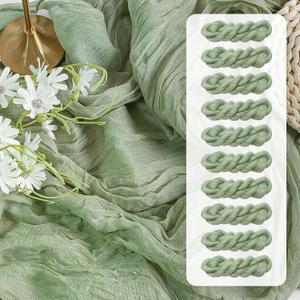 FEXIA 10 Pack Sage Green Table Runner 35x120 Inches for Baby Shower Decoration Gauze Table Runner for Wedding Party First Communion Centerpiece Engagement Bridal Shower Boho Decoration (Sage Green)