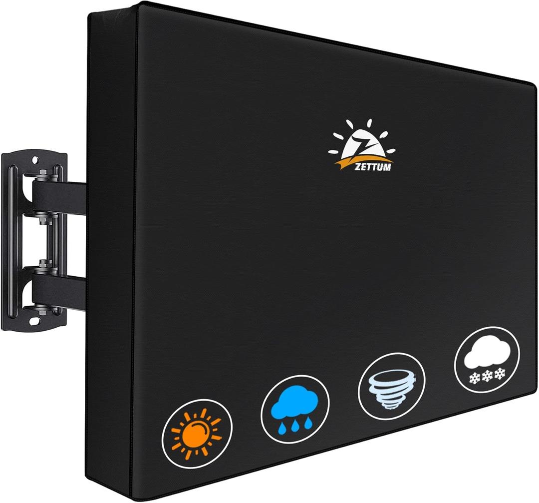Zettum Outdoor TV Cover 58 Inch - 600D TV Cover Weatherproof & Waterproof for 55 to 58 Inch Outdoor TV, Heavy Duty TV Enclosure Protector for Outside Flat Screen TV (Size: 55"L x 6"D x 36"H)