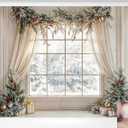 Kate Christmas Tree Window White Curtains Snow Gift Backdrop Photo Background Studio Props,7x5ft