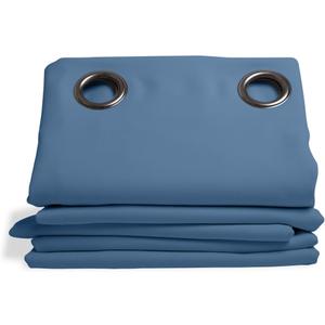 Moondream ThermActiv 2-in-1 Thermal Insulated & Blackout Curtain | Winter+Sommer | 100% Light Blocking | Patented Technology | Made in Europe | Grommet | 55" W x 63" L | Blue - Lobelia MC666