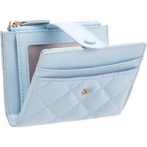 GAEKEAO Small Wallet for Women Slim Bifold Leather RFID Blocking Credit Card Holder Wallets Zipper Pocket Coin Purse with ID Window (Light Blue)