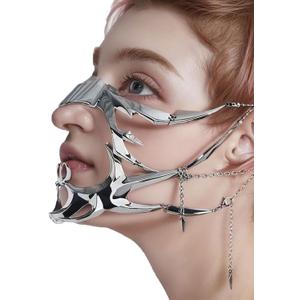 Masquerade MaskSteel Half Mask Women's Costume Half Face Halloween Party Prom Metal Hallowmas Gifts Accessories