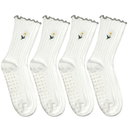 2 xCute Floral Pattern Yoga Socks for Women – Breathable Grip Ankle Socks with Ruffle Top, US Size 5-9 (US, Alpha, One Size, Regular, Regular, White 4 pairs)