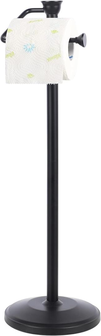 ZCCZ - Free Standing Toilet Paper Holder Stand with Reserve, Bathroom Tissue Dispenser Storage for 5 Mega Rolls, Black Toilet Paper Roll Organizer for Modern Bathrooms (Without Shelf)