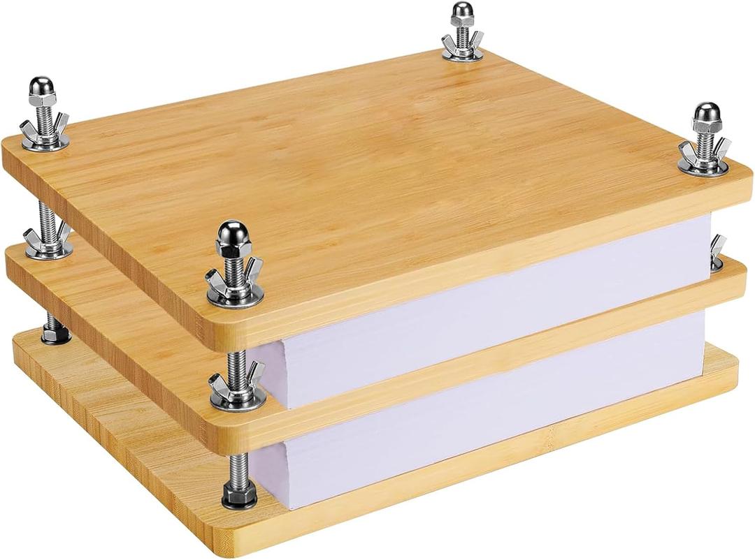 Book Press, Wooden Bamboo Flower Press Machine, Portable Book Binding Kits for Handmade Bookbinding, Manual Paper Press (11.6 x 7.9 Inch - 3 Floor), Double Layer