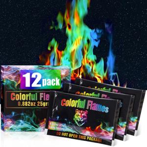 Navona 12Pack Fire Color Changing PacketsMagic Color Fire Packets for Outdoor Campfires, Fire Pits, Fireplaces, Long-Lasting Colorful Flames, Safe Camping Essentials