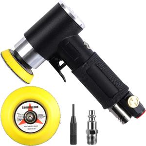 2" & 3" Dual Action Mini Air Sander, Random Orbital Pneumatic Polisher Kit with Pads & Accessories, High Speed Air Angle Sander for Auto Body, Wood, Metal, and Furniture Polishing