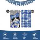 Hello Winter Tuxedo Cat Kitchen Dish Towels Set of 2, Snowflake Drying Hand Towel Baking Cooking Cloth Pet Owner Lover Gift, Blue Buffalo Plaid Christmas Bathroom Home Decoration 18'' x 26''