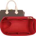 LOUKAYCCI Purse Organizer Inserts for Speedy 25 Felt Purse Inserts HandBag and Tote bag Neverful Organizer Insert (Red,Medium
