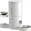 Automatic Cat Feeder for 2 Cats,6 Meals/Day,12 Portions/Meal,Dual Power Double Bowls,Dry Pet Food Autofeeder,10S Voice Record,Flexible Programmable Schedule Timer(White,Stainless Dual Bowls)