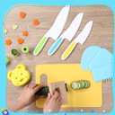 16PCS Montessori Kitchen Tools Cookware Baking Toy, Toddler Baking Set for Real Cooking includes 3 Serrated Edges Plastic Toddler Knives, Cutting Board, Y Peeler, Egg Beater, Toddler Food Picks