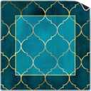 Blue and Gold Mahjong Mat Gifts 31.5 x 31.5 In, Art Deco Decor Mahjong Mat for Table, Non-Slip Noise Reduction Game Table Cover Tablecloth for Card Poker Dominoes Dice and Board Games