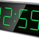 Peakeep Battery Operated Digital Alarm Clock for Bedrooms - Cordless Large Big Numbers 4 Dimmers, Auto Dimming for Seniors, Adjustable Volume Loud Alarm Clock for Heavy Sleepers Adults (Green Digits)