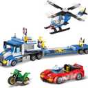 City Police Truck and Trailer Building Toy, Compatible with Lego, 469 Pcs Fun Educational STEM Learning Block Set, Gift for Boys & Girls Age 6-12 Years Old