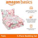 Amazon Basics 5-Piece Soft Microfiber Kid's Bed-in-a-Bag Bedding Set with Comforter, Sheets, Sham and Pillowcase, Twin, Butterfly Friends