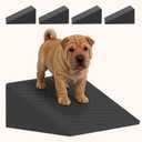 Dog Wedge Ramp for Stairs/Staircases, Portable & Lightweight Pet Ramp with Non-Slip Surface for Small Size Dogs Cats, Low Angled Dog Ramp for Elderly & Injured Pets (100LBS Capacity, 4Packs) - Black