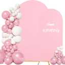 Set of 2 Wedding Arch Cover 2-Sided Round Top Spandex Fitted Arch Backdrop Cover for Birthday Party Baby Shower Wedding Arch Stand Decor7.2FT, 6.6FT, Pink