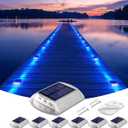Detarzinled Solar Driveway Lights Outdoor, 12 Pack IP68 Waterproof Dock Deck Lights Solar Powered, Stick on & Screw Blue Markers Light for Pathway, Walkway, Sidewalk, Patio, Pool Deck, Garage Entrance