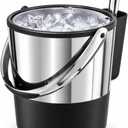 Oggi Insulated Ice Bucket, 4 Quart / 3.8 L, Stainless Steel, Black.