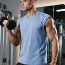 Mens Gym Tank Tops Sleeveless Shirts Cut Off Quick Dry Muscle Shirt Running Beach Loose Fit Tee (S)