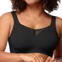 Wireless Bras for Women No Underwire Seamless Buttery Bralettes Smoothing Women's Bras Full Coverage Shapedly Bra (Black, XXXL)