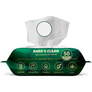Dog Wipes for Cleaning and Deodorizing - 50 8.5" x 9" Bamboo Pet Wipes - Compostable, Hypoallergenic Puppy Wipes - Dog Wipes for Paws, Butt, and Body