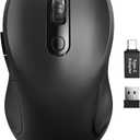 Trueque Wireless Mouse for Laptop, 2.4GHz Ergonomic Computer Mouse with Back & Forward Buttons, 3 Adjustable DPI Levels, 6 Buttons, Optical USB Cordless Mice for Windows PC (Ink Black, 1 Pack)