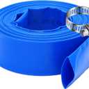 DAVCO 2.5" x 25 ft Pool Backwash Hose, Heavy Duty Reinforced Blue PVC Lay Flat Water Discharge Pump Hoses For Swimming Drain Pools and Clean Filters,with 1 Clamp