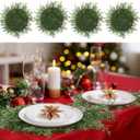 Willinglong 12 Pack Christmas Pine Placemats Bulk 20 Inch Christmas Large Round Artificial Realistic Pine Branches Place Mats for Xmas Dining Table Party Decorations