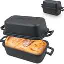 Demine Cast Iron Loaf Pan with Lid 9x5 Inch  Dutch Oven Bread Pan for Sourdough, Banana Bread, Meatloaf  Even Heat, Non-Stick, Oven Safe Baking Pans