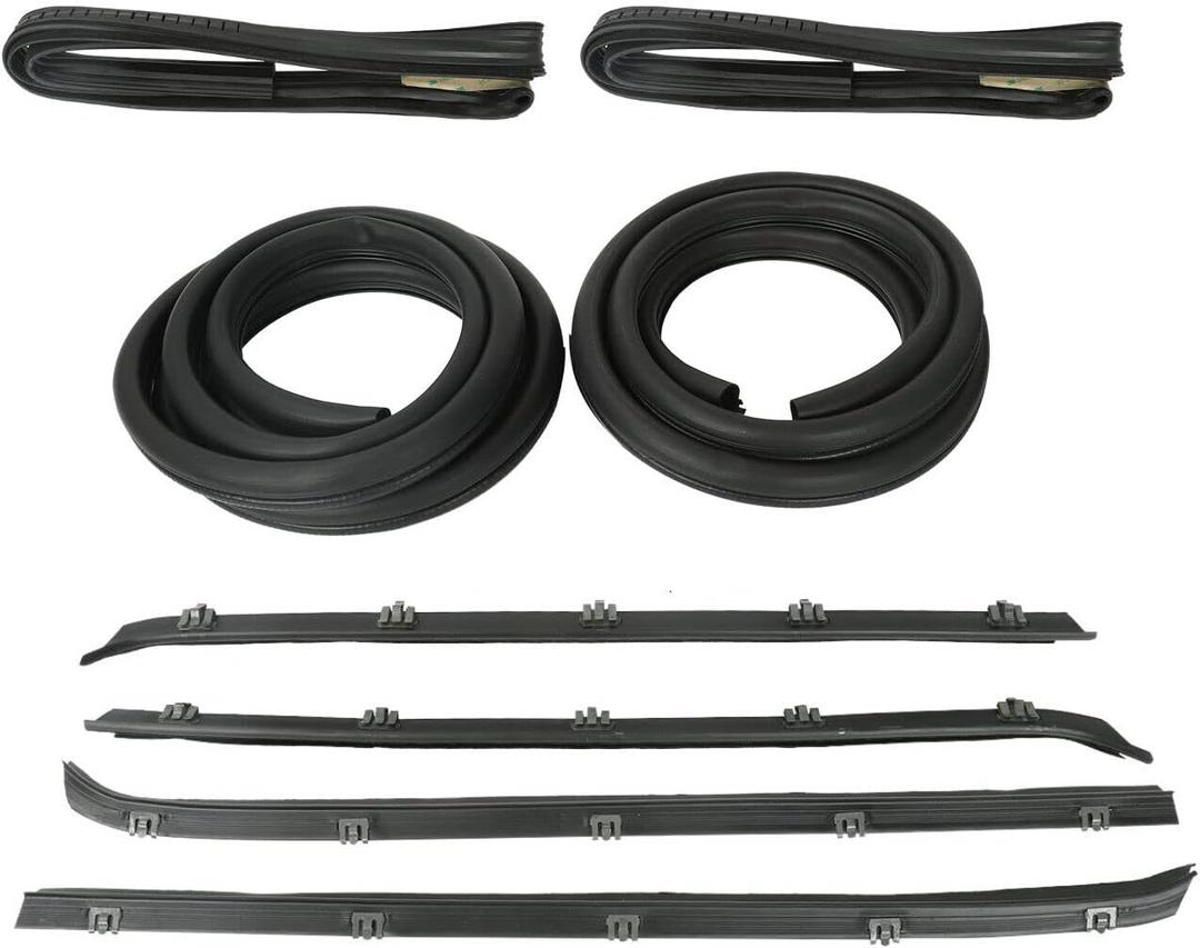 Front Door Window Molding Rubber Felt Trim Seal Weatherstrip Kit Compatible with 1973-1991 Chevy C10 C20 C30 K10 K20 K30 R1500 R2500 R3500 GMC Suburban C1500 C2500 C3500 K1500 K2500 K3500