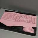 Wireless Keyboard and Mouse Combo, 2.4G Full Size Wave Keys Ergonomic Keyboard with Wrist Rest and 3-Level DPI Adjustable Wireless Ergonomic Mouse for Windows, Mac OS Desktop/Laptop/PC(Pink)
