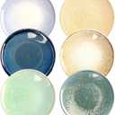 Ceramic Serving Dinner Plates Set of 6 - for Dessert Bread fruit Pizza Pasta Salad Plate Set - Dishwasher, Microwave Safe - Best choice for catering, bars and gourmets, Colorful 8.1 Inch