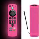 LEFXMOPHY Remote Cover for TV Stick 3rd Gen 2021 Glow in The Dark, Pink Silicone Case with Lanyard