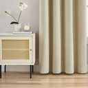 MASWOND Extra Long Velvet Curtains 14ft Length - Super Soft Thermal Insulated Grommet Large Window Drapes for High Ceiling Living Room Bedroom (52" W x 168" L, Beige, Cream, 1 Panel)