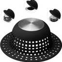 Aluvor Shower Drain Hair Catcher, Bathtub Drain Cover Foldable Silicone Shower & Tub Protector for Pop-Up & Regular Drains