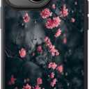 FUNMIKO Cute Phone Case for iPhone 13 Mini - Wireless Charging & Military-Grade Protection - Trendy Wildflower Design for Women Girls, Non-Slip Translucent Matte Hard Cover - Mystic Blooming Plum
