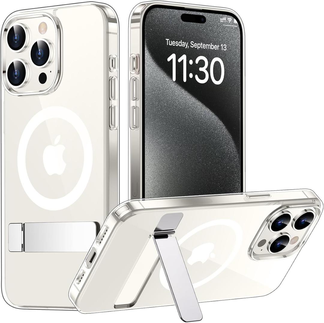 Temdan Magnetic Compatible with iPhone 15 Pro Case, [Built-in Invisible Kickstand][Compatible with MagSafe] [Military Grade Shockproof] Slim Thin Phone Case for iPhone 15 Pro 6.1"